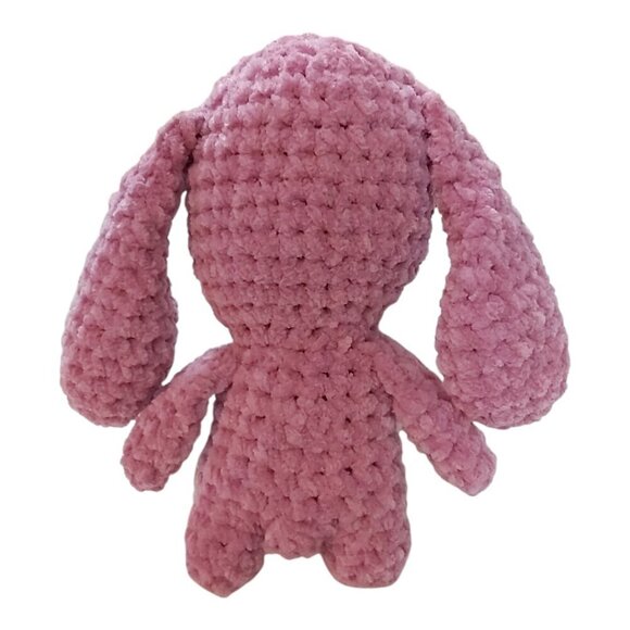 Handmade Crochet Pink Bunny-Chenille Yarn Amigurumi, 6 Inch, Cute Gift for Kids - Picture 5 of 6